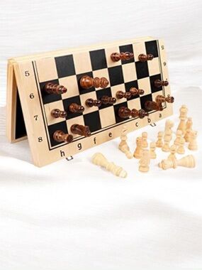 15” Tournament Style Magnetic Wooden Travel Chess Set - Black, Brown and Natural